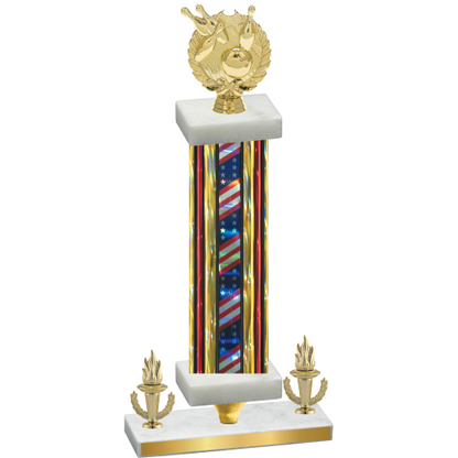 Premium Single Flag USA Victory Bowling Trophy