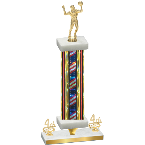 Premium Single Flag USA Fourth Place Volleyball Trophy