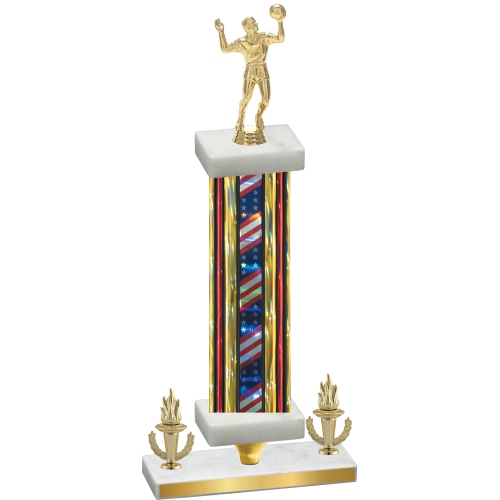 Premium Single Flag USA Victory Volleyball Trophy