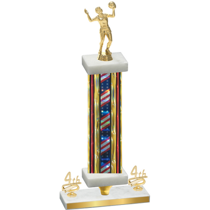 Premium Single Flag USA Fourth Place Volleyball Trophy