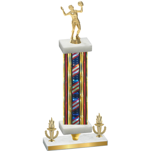 Premium Single Flag USA Victory Volleyball Trophy