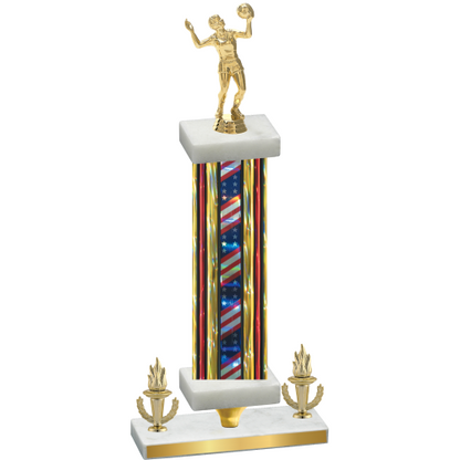 Premium Single Flag USA Victory Volleyball Trophy