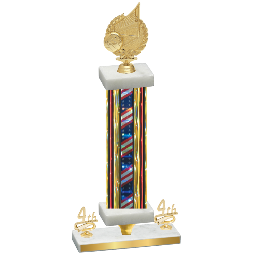 Premium Single Flag USA Fourth Place Volleyball Trophy