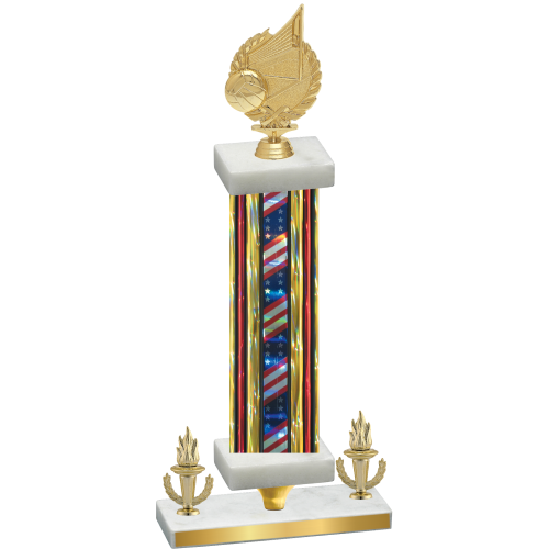 Premium Single Flag USA Victory Volleyball Trophy