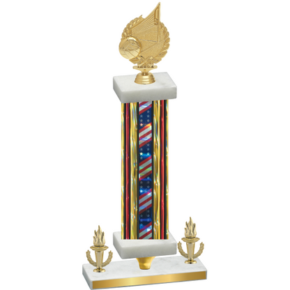 Premium Single Flag USA Victory Volleyball Trophy