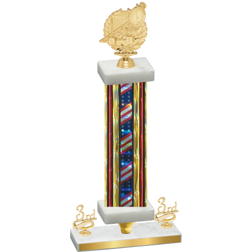 Premium Single Flag USA Third Place Swimming Trophy