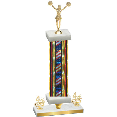 Premium Single Flag USA Fourth Place Cheerleading Trophy