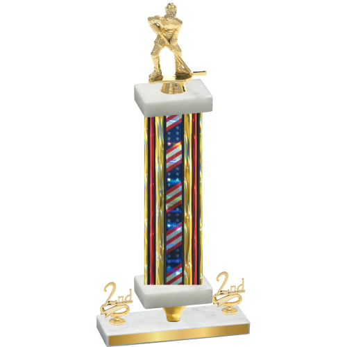 Premium Single Flag USA Second Place Hockey Trophy