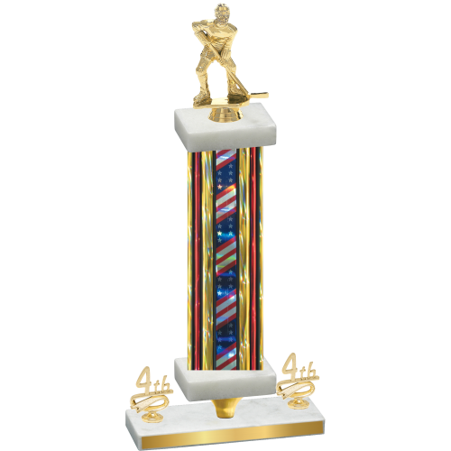 Premium Single Flag USA Fourth Place Hockey Trophy