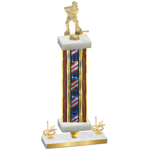 Premium Single Flag USA First Place Hockey Trophy