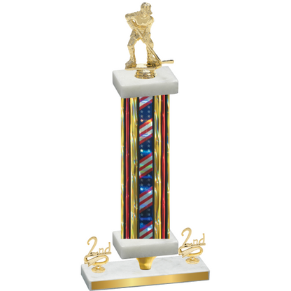 Premium Single Flag USA Second Place Hockey Trophy