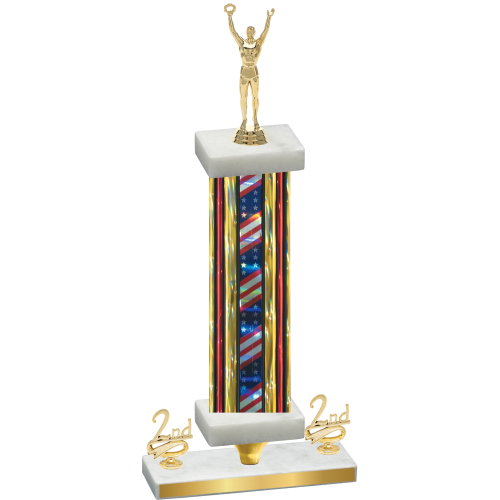 Premium Single Flag USA Second Place Victory Trophy