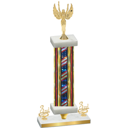 Premium Single Flag USA Third Place Victory Trophy