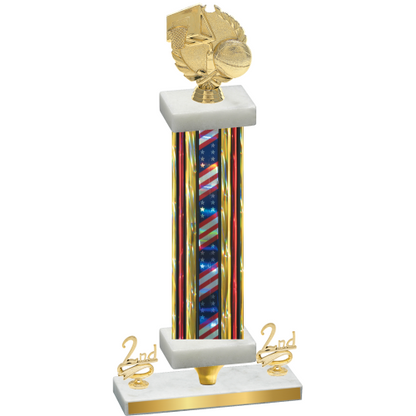 Premium Single Flag USA Second Place Basketball Trophy