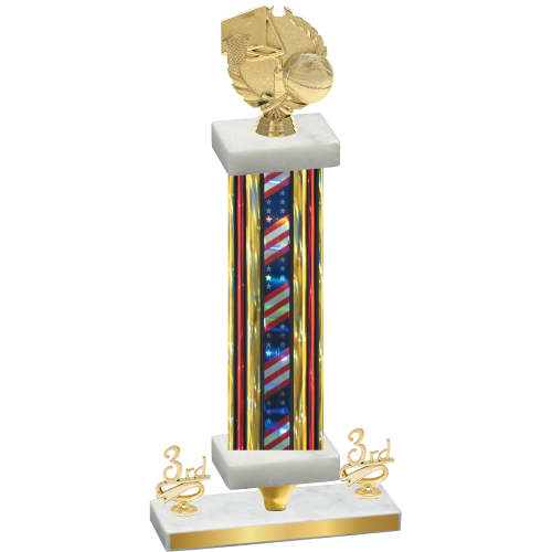 Premium Single Flag USA Third Place Basketball Trophy