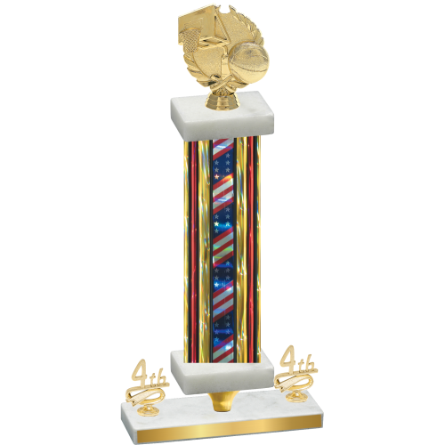 Premium Single Flag USA Fourth Place Basketball Trophy