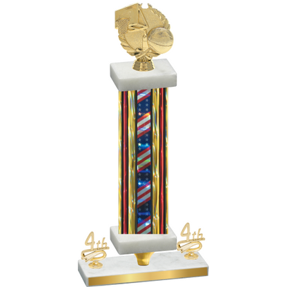 Premium Single Flag USA Fourth Place Basketball Trophy
