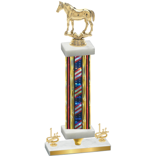 Premium Single Flag USA First Place Horses Trophy