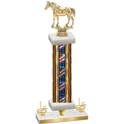 Premium Single Flag USA First Place Horses Trophy