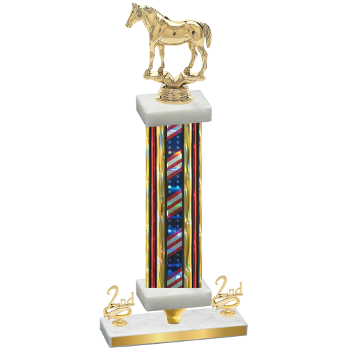 Premium Single Flag USA Second Place Horses Trophy