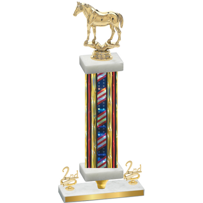 Premium Single Flag USA Second Place Horses Trophy