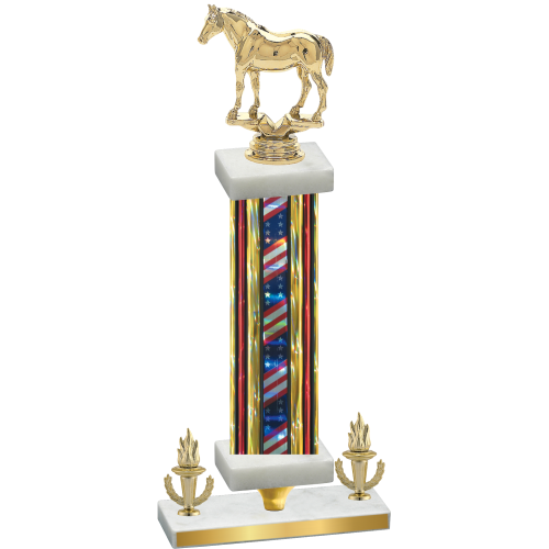 Premium Single Flag USA Victory Horses Trophy
