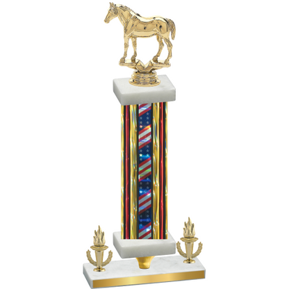 Premium Single Flag USA Victory Horses Trophy