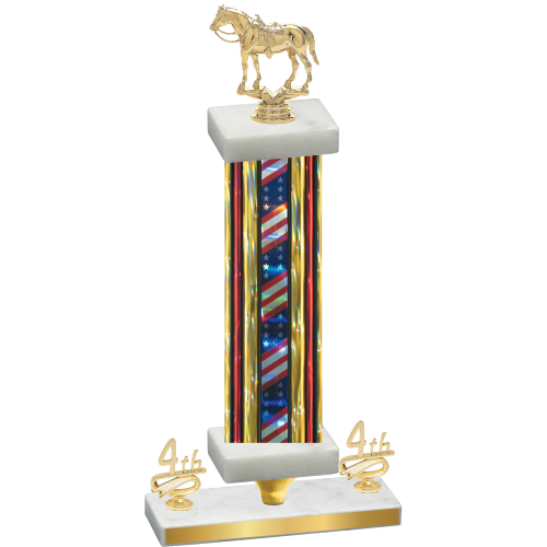 Premium Single Flag USA Fourth Place Horses Trophy