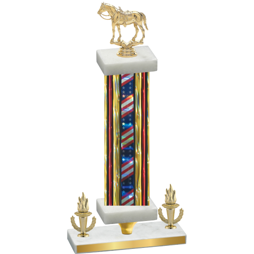 Premium Single Flag USA Victory Horses Trophy