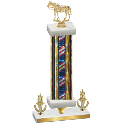 Premium Single Flag USA Victory Horses Trophy