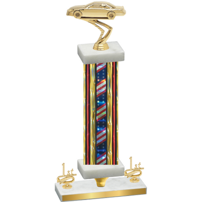 Premium Single Flag USA First Place Cars Trophy