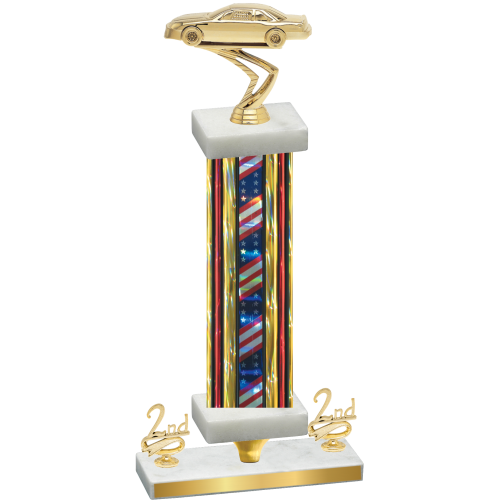 Premium Single Flag USA Second Place Cars Trophy