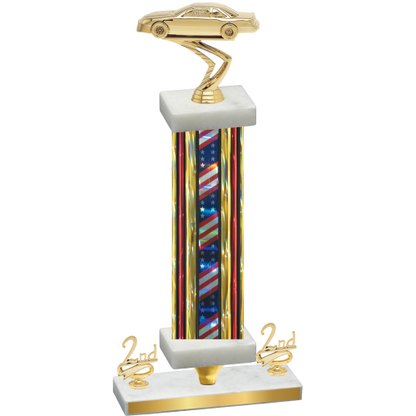 Premium Single Flag USA Second Place Cars Trophy