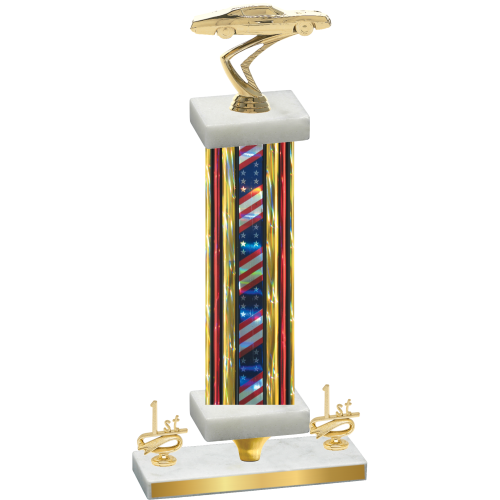 Premium Single Flag USA First Place Cars Trophy