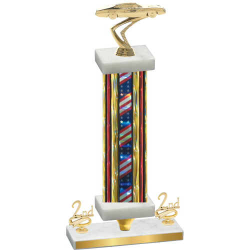Premium Single Flag USA Second Place Cars Trophy