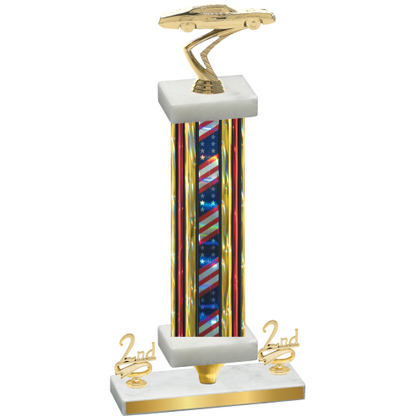 Premium Single Flag USA Second Place Cars Trophy