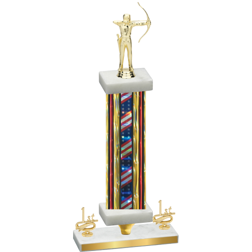 Premium Single Flag USA First Place Archery Trophy