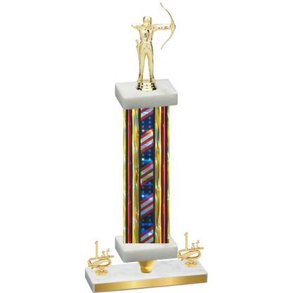 Premium Single Flag USA First Place Archery Trophy