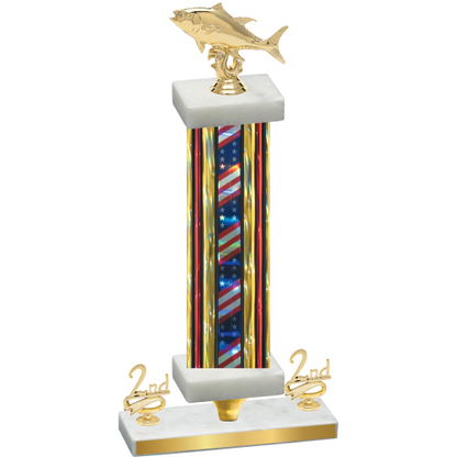 Premium Single Flag USA Second Place Fishing Trophy