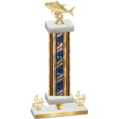 Premium Single Flag USA Fourth Place Fishing Trophy