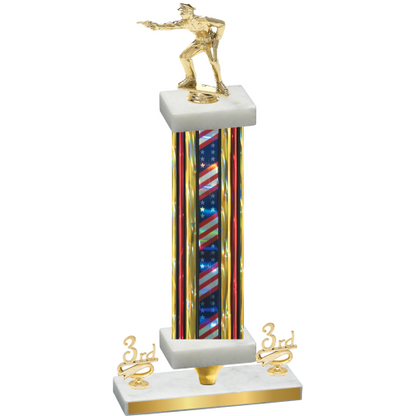 Premium Single Flag USA Third Place Shooter Trophy