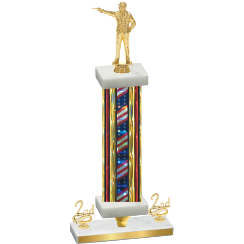Premium Single Flag USA Second Place Shooter Trophy