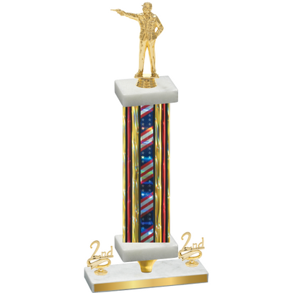 Premium Single Flag USA Second Place Shooter Trophy