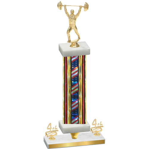 Premium Single Flag USA Fourth Place Weights Trophy