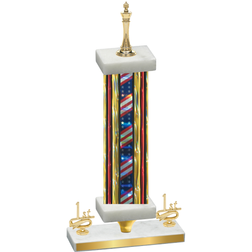 Premium Single Flag USA First Place Chess Trophy