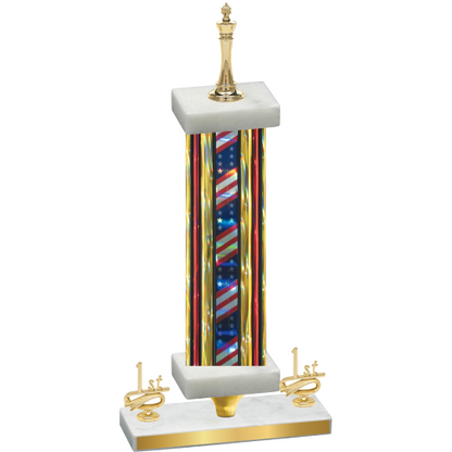 Premium Single Flag USA First Place Chess Trophy