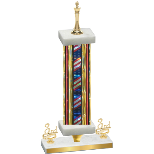 Premium Single Flag USA Third Place Chess Trophy