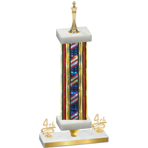 Premium Single Flag USA Fourth Place Chess Trophy