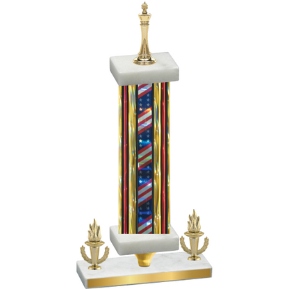 Premium Single Flag USA Victory Chess Trophy
