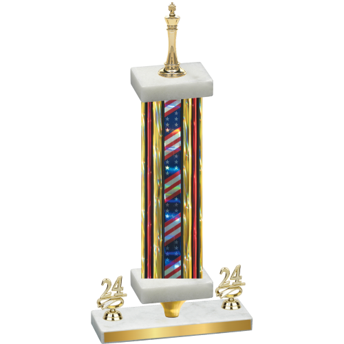 Premium Single Flag USA Year Chess Trophy